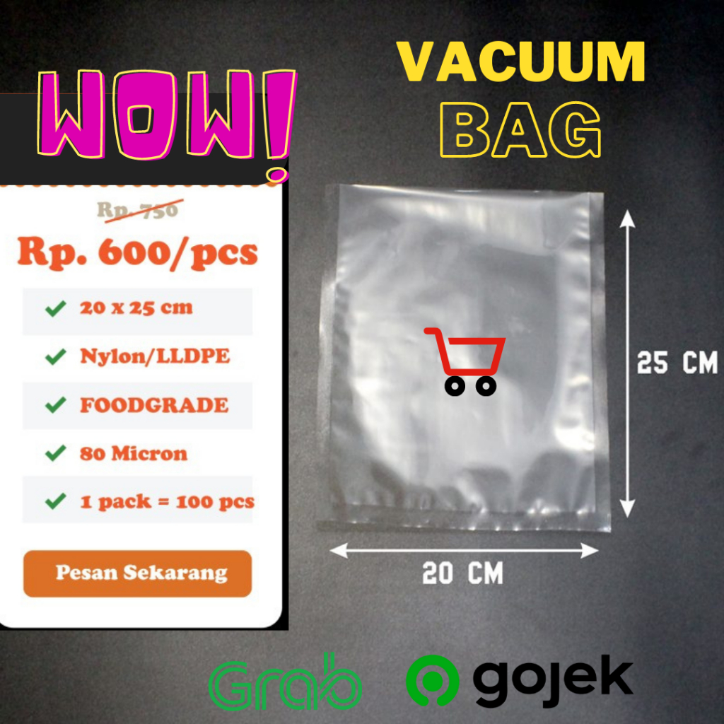 Plastik Vacuum Bag | Vakum Makanan | Vacum Daging | Vaccum 20 x 25 cm