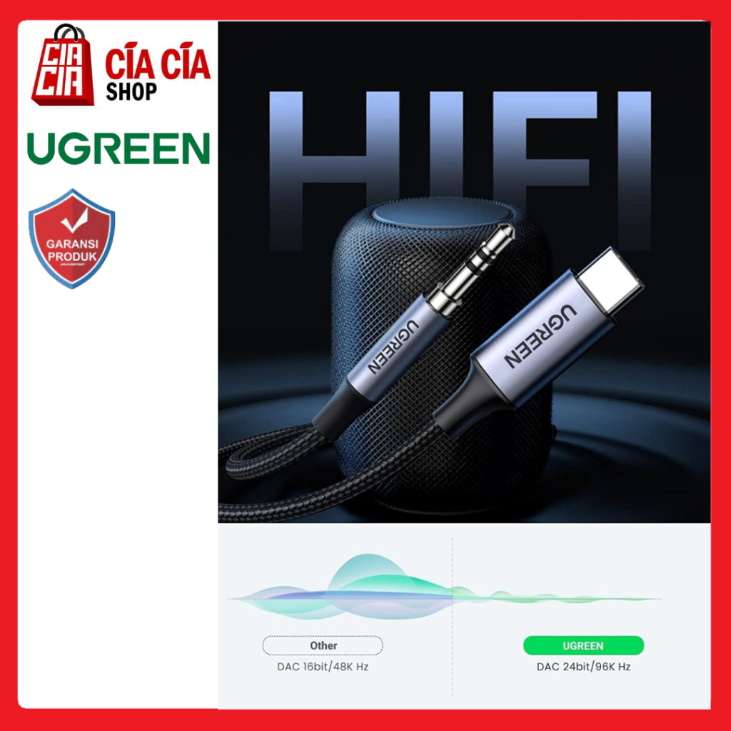 UGREEN 20192 Kabel Aux Type C to Jack 3.5mm Kabel USB C to Aux DAC Kabel Type C to Aux Jack