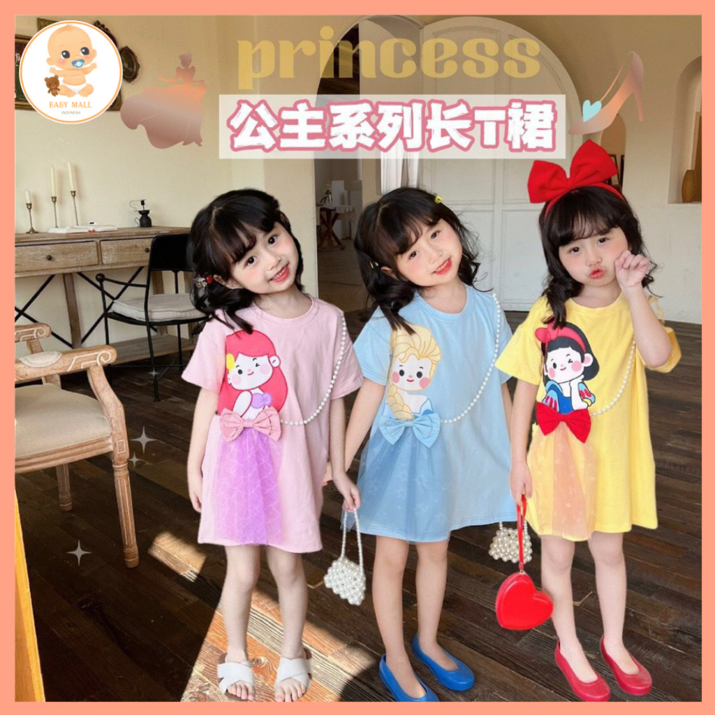 MYI PRINCESS DISNEY DRESS Baju Gaun Anak Perempuan Princess / Dress Rok Disney Anak Cewe Impor