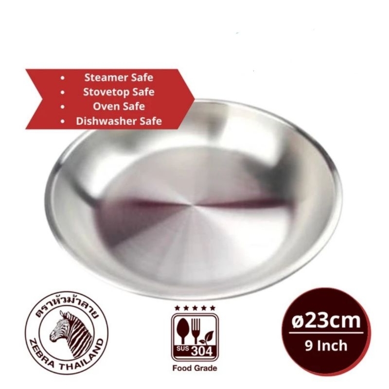 ZEBRA Deep Tray 9&quot; 119023 Stainless Steel - Nampan Bulat - Baki Bulat