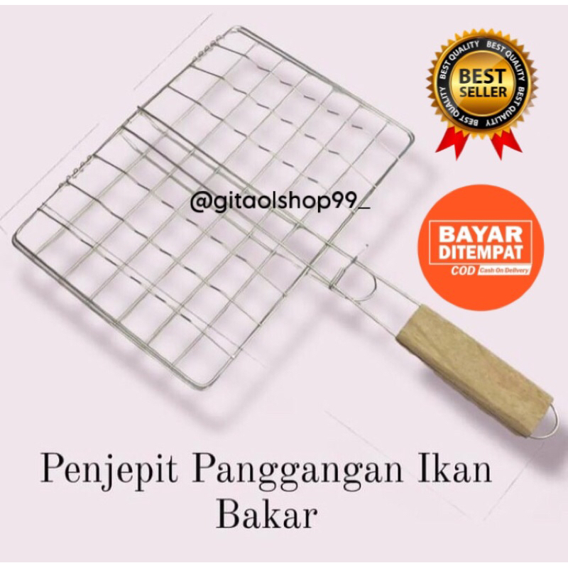 Terbaru Panggangan Jepit Stainless Steel Tebal Jumbo Ikan Ayam Bakar Roti Anti Lengket Jumbo , Alat