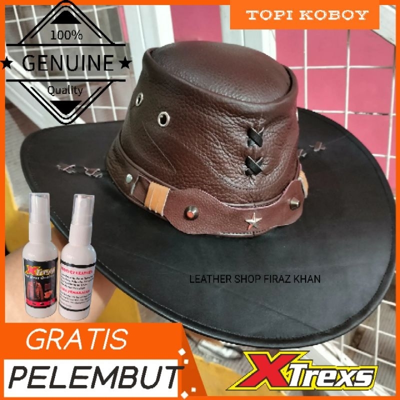 topi koboy kulit asli untuk pria model terbaru