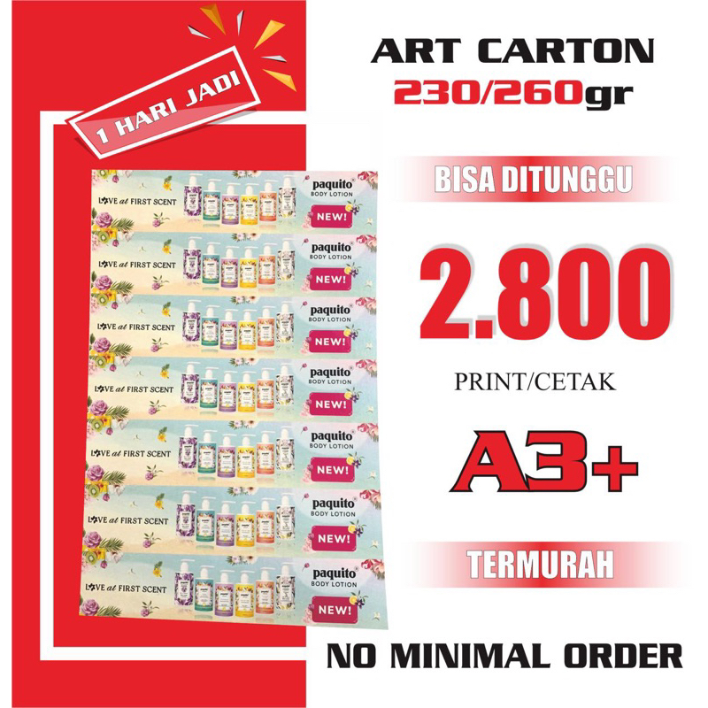 

Print A3+ | Cetak A3+ MURAH | Art Carton 230/260 gr| 1 Sisi / 2 Sisi