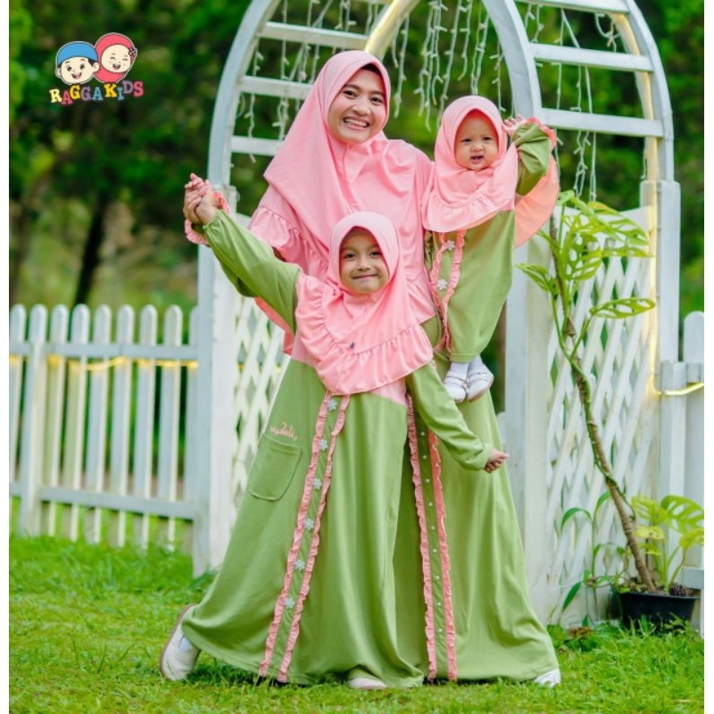 Raggakids Gamis Couple Anak dan Ibu RG54 RGD54 Hijau Sage Usia 2-12th