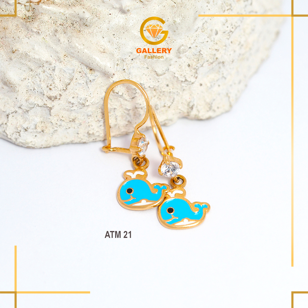 ANTING ANAK EMAS ASLI KADAR 300%/6KARAT DAN 375%/8KARAT KODE ATM 21 ATM 22 MODEL DOLPHIN DAN PAUS BI