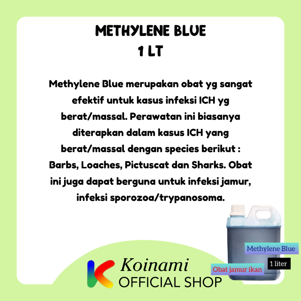 METHYLENE BLUE 1 liter / obat jamur ikan / white spot ikan / koi / pet / karantina ikan