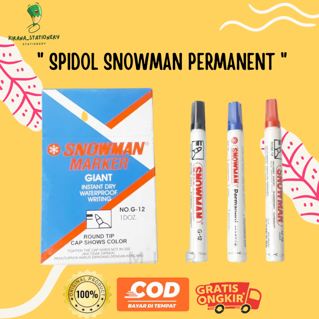 

SPIDOL WHITEBOARD SNOWMAN PERMANEN (PCS) HITAM BIRU MERAH
