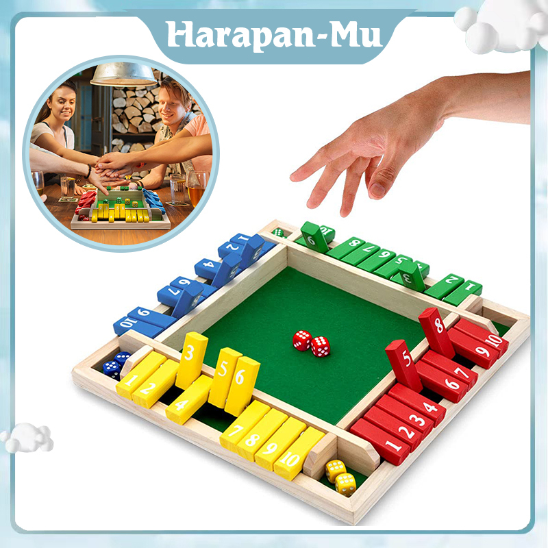 Mainan Board Game Dadu Shut The Box Angka 1-10 4 Sisi Untuk Anak / Dewasa Untuk Bar Party Len