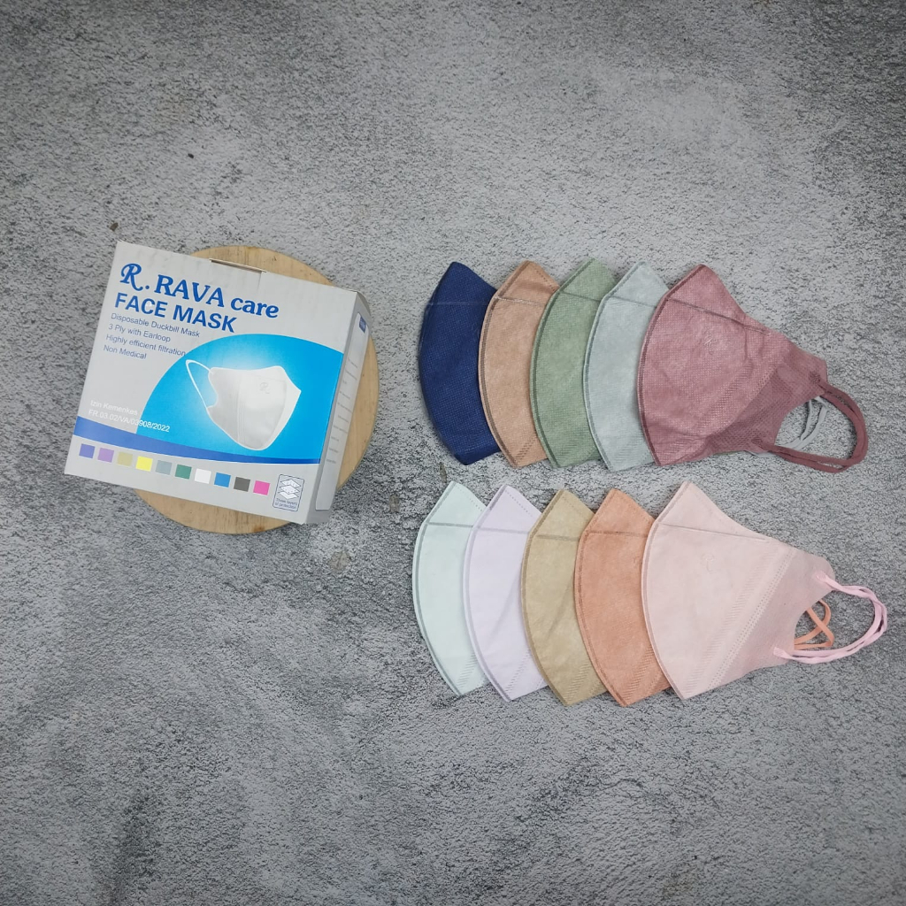 Duckbill Masker Mix Warna Y&amp;B Original Emboss 3ply Dewasa Earloop 50 Pcs Non Headloop