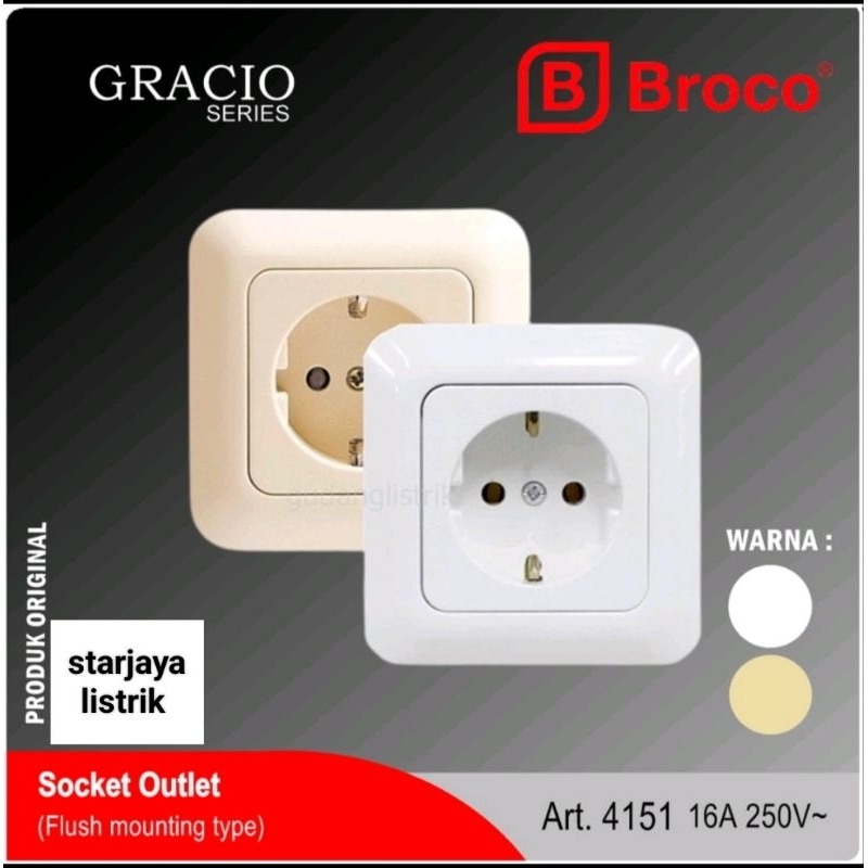 BROCO GRACIO ENGKEL , SERI ,STOP KONTAK WARNA CREAM