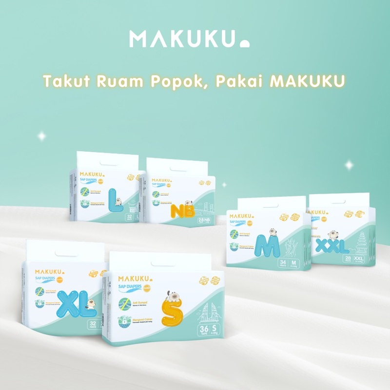 MAKUKU SAP Diapers Comfort+ Tape | Popok Bayi | NB28 S30 S36 M34 XL32