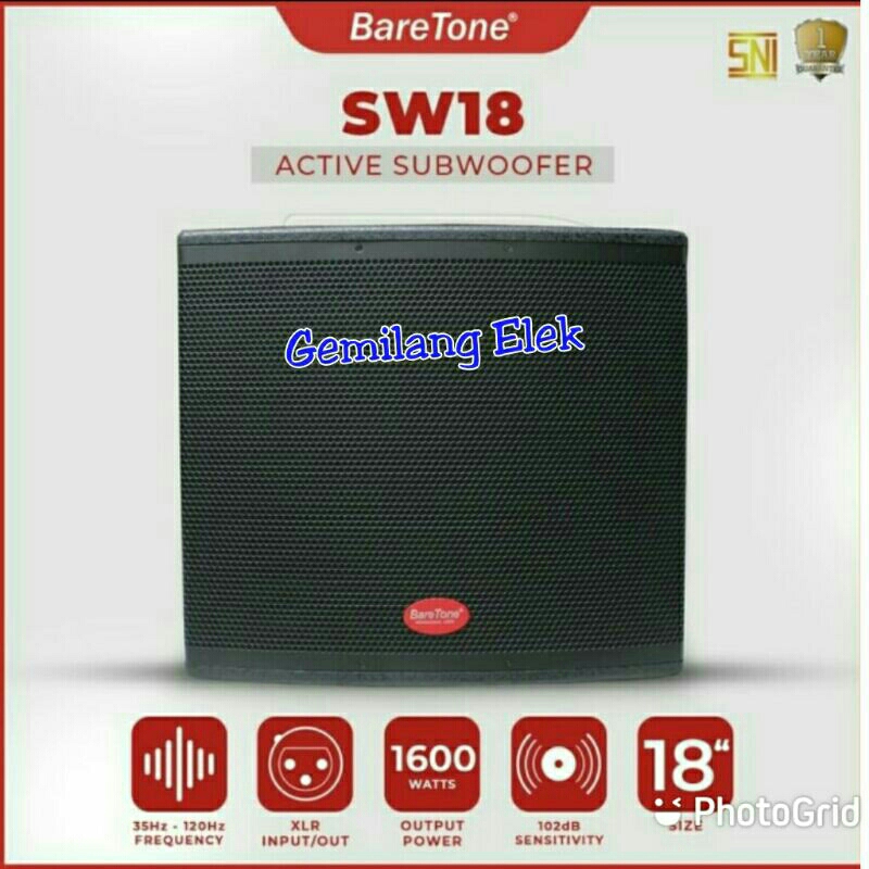 SUBWOOFER AKTIF BARETONE SW18 ( 18 INCH)  ORIGINAL