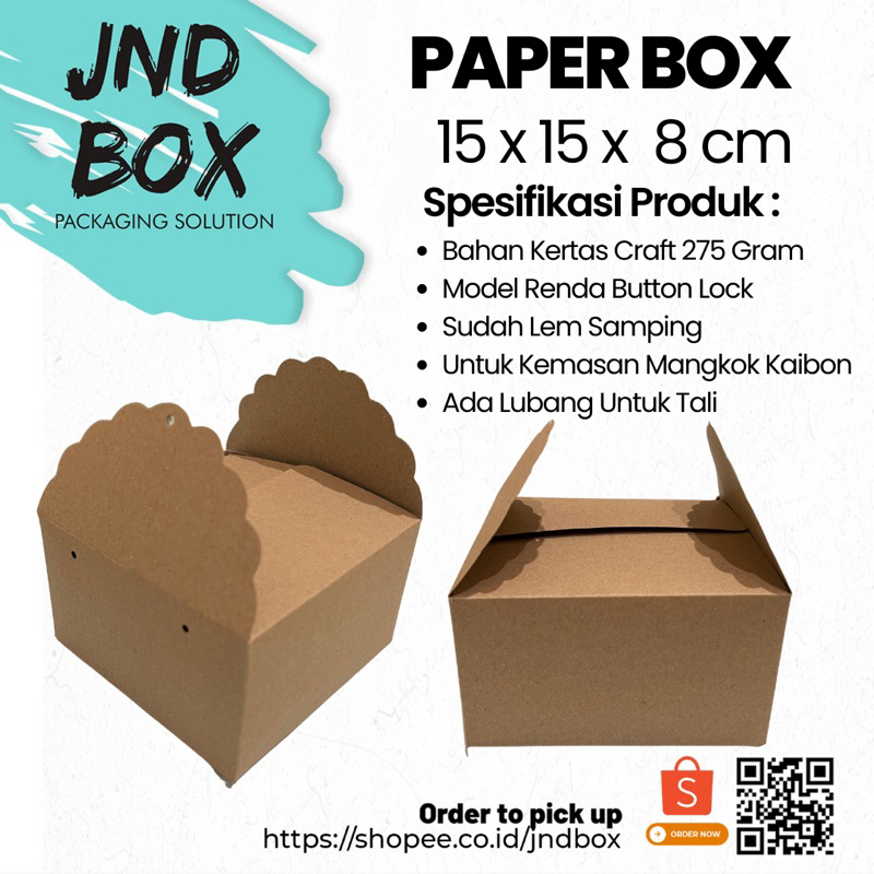 Paperbox Kemasan Mangkok Duatone / Kaibon 15 x 15 x 8 cm Model Renda (Min Order 5 Pcs)