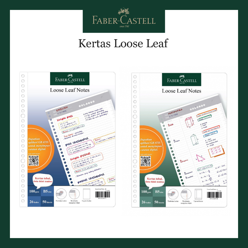 

Kertas Loose Leaf Faber Castell Ukuran B5 / Refill Isi Ulang Binder / Loose Leaf Notes B5