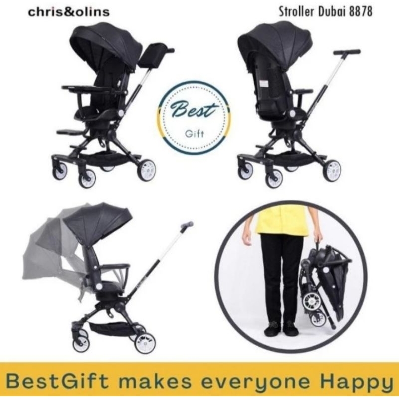 Chris & Olins Stroller Dubai 8878 / Stroller Bisa 2 Arah & Lipat Kecil