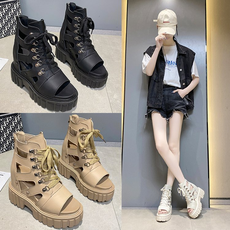 ✅PINKEY P162 Sepatu Sandal Hak Tinggi Sendal Wedges Wanita Bertali Slip On Gladiator