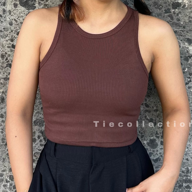 Choco Halter Top Crop Tanktop Atasan Wanita