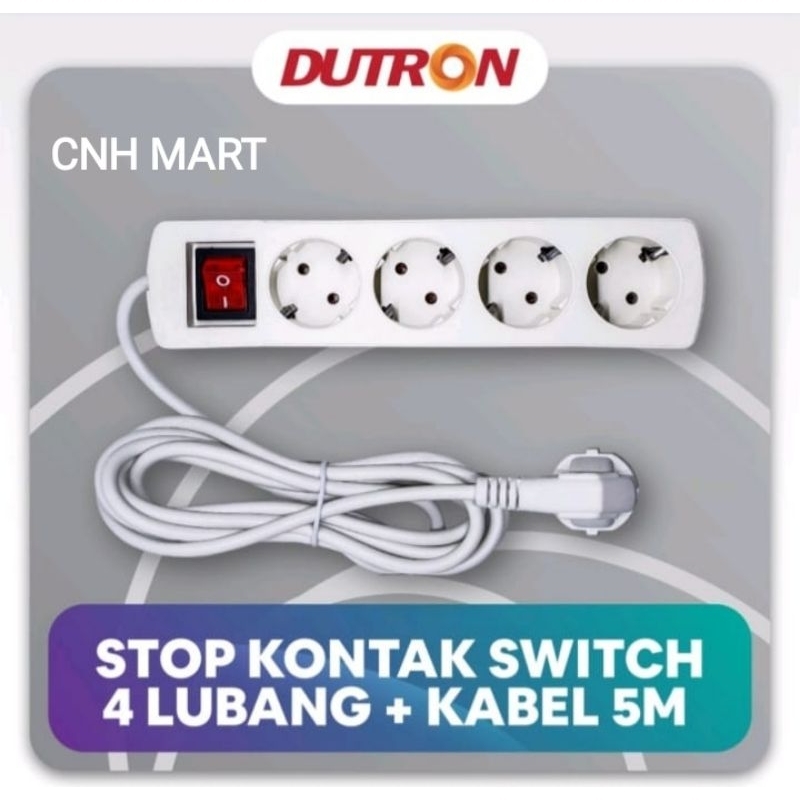 Stok Kontak 4 Lubang 5 Meter Dutron
