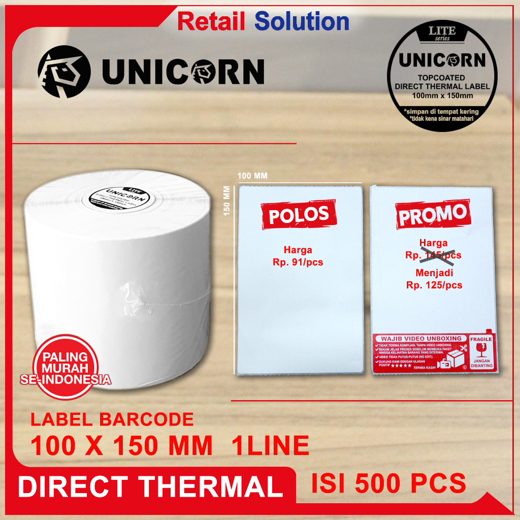 Stiker Label Resi Thermal 100x150 / 100 x 150 mm / 100x150mm / A6 / 10X15CM / 10 X 15 CM / 10X15 CM