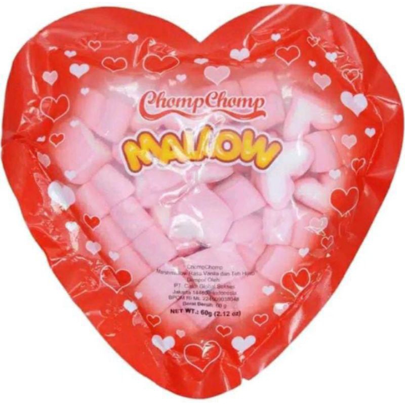 

MARSMALLOW CHOMP CHOMP LOVE 60GR BPOM MALLOW CHOMP CHOMP MARSMALLOW LOVE MARSMALLOW BENTUK LOVE MARSMALLOW UNTUK VALENTINE KADO VALENTINE PERMEN UNTUK PARCEL