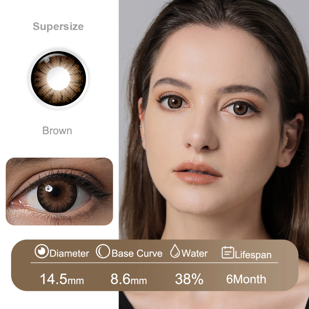 Magister Softlens Minus 14.5mm (-1.00 s/d -6.00) Diamond Seri Soflen Minus Soflens Grey Softlens Brown