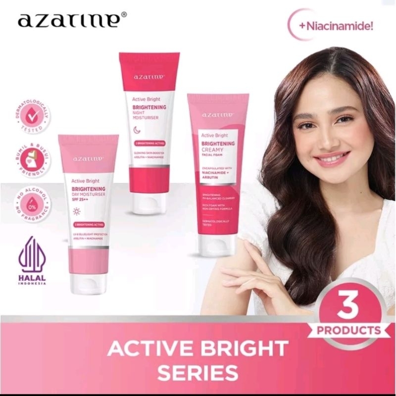 Azarine Active Bright Series | Day / Night Moisturizer / Creamy Facial Foam