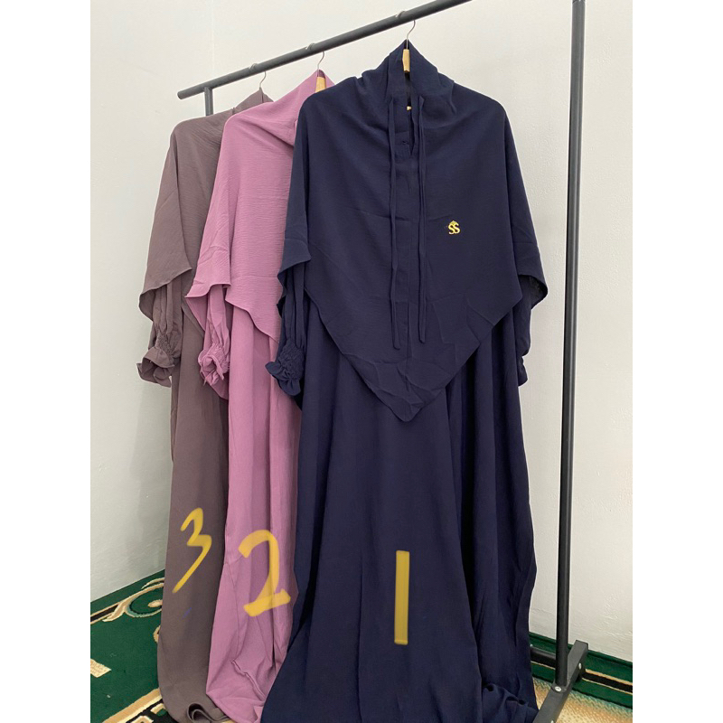 kaftan set bergo original shellasaukia