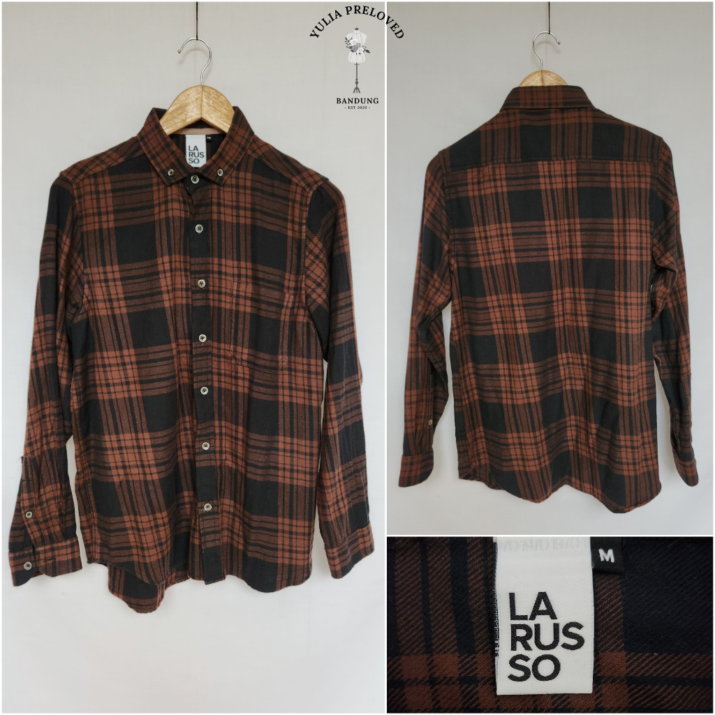 Kemeja Flanel Larusso Cokelat Hitam