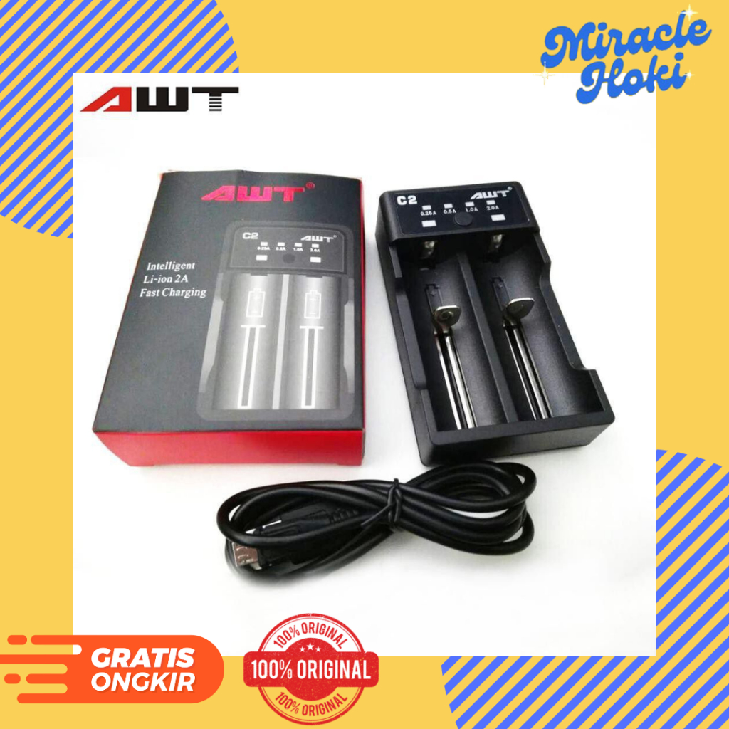Charger Casan Baterai Batere 2 Slot AWT C2 2A