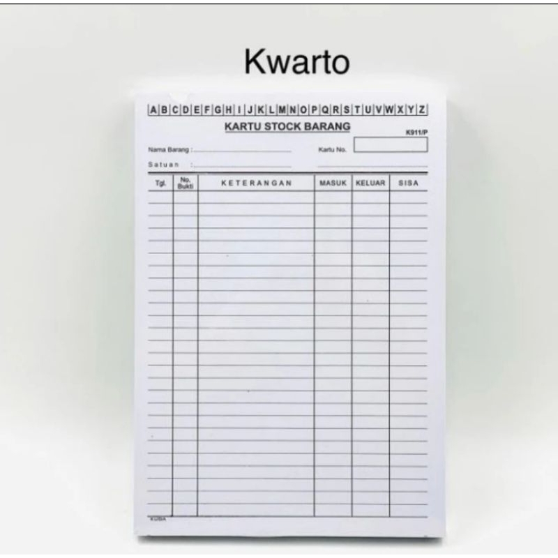 

kartu stock persediaan barang putih kecil / stock card kwarto isi 100