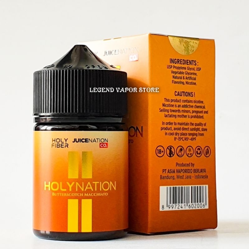 FREEBASE - LIQUID HOLYNATION Butterscotch Macchiato 60ML AUTHENTIC By JUICENATION X HOLY FIBER