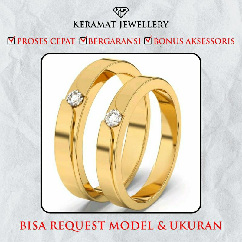 Cincin Perak Couple Tunangan Nikah Gratis Ukir Nama Box Cincin