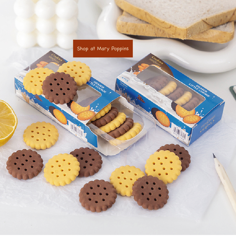 

Penghapus 1 box isi 6pcs Bentuk Biscuit Cookies Lucu Eraser