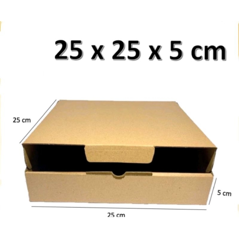 

Kardus Box Karton 25x25x5cm untuk packing/ kemasan, dus makanan, dus snack, aksesoris.