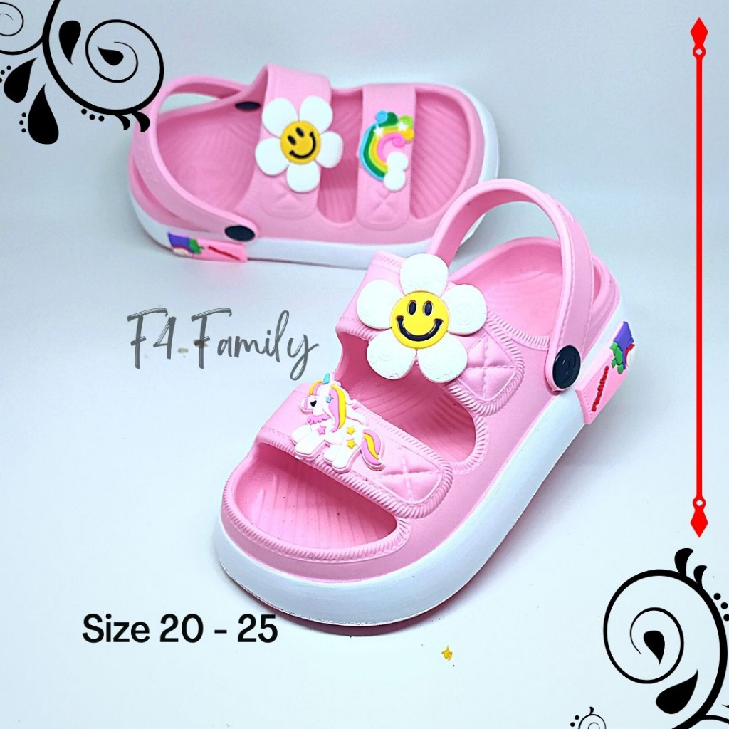 MD79 - Sendal Anak Perempuan Tali Belakang Usia 1 3 Tahun Motif Bunga Terbaru 2023