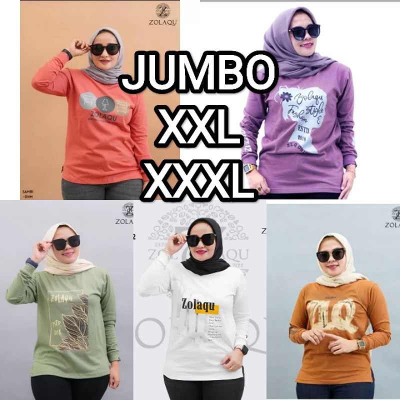 kaos wanita ZOLAQU JUMBO cotton combed 24s / kaos senam distro XXL XXXL / kaos zumba murah