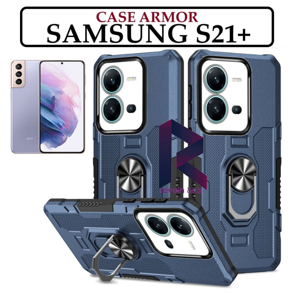 Case Armor SAMSUNG GALAXY S21+ Iring Cincin Magnetic Kesing Hp Protect kamera Premium Hard Case Standing Robot Pelindung Kamera