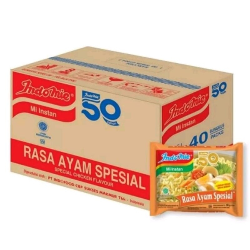 

1 DUS/40 PCS INDOMIE MIE INSTAN RASA AYAM SPESIAL 68 GRAM TS