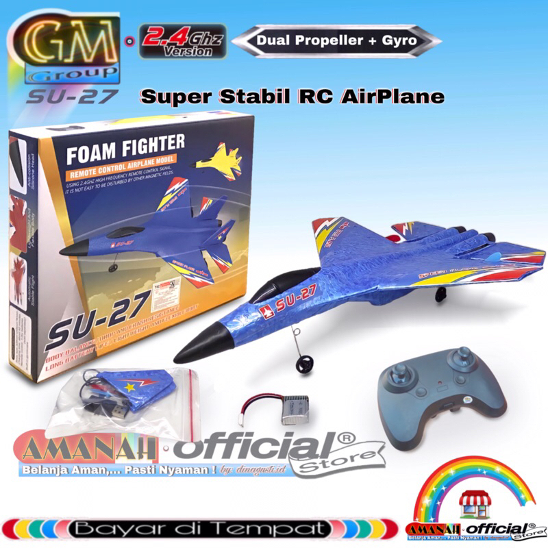 GM RC-Airplane SU-27 Mainan Hobi Helidrone Pesawat Remote Control Terbang 2.4GHz Bisa Balapan Bersam