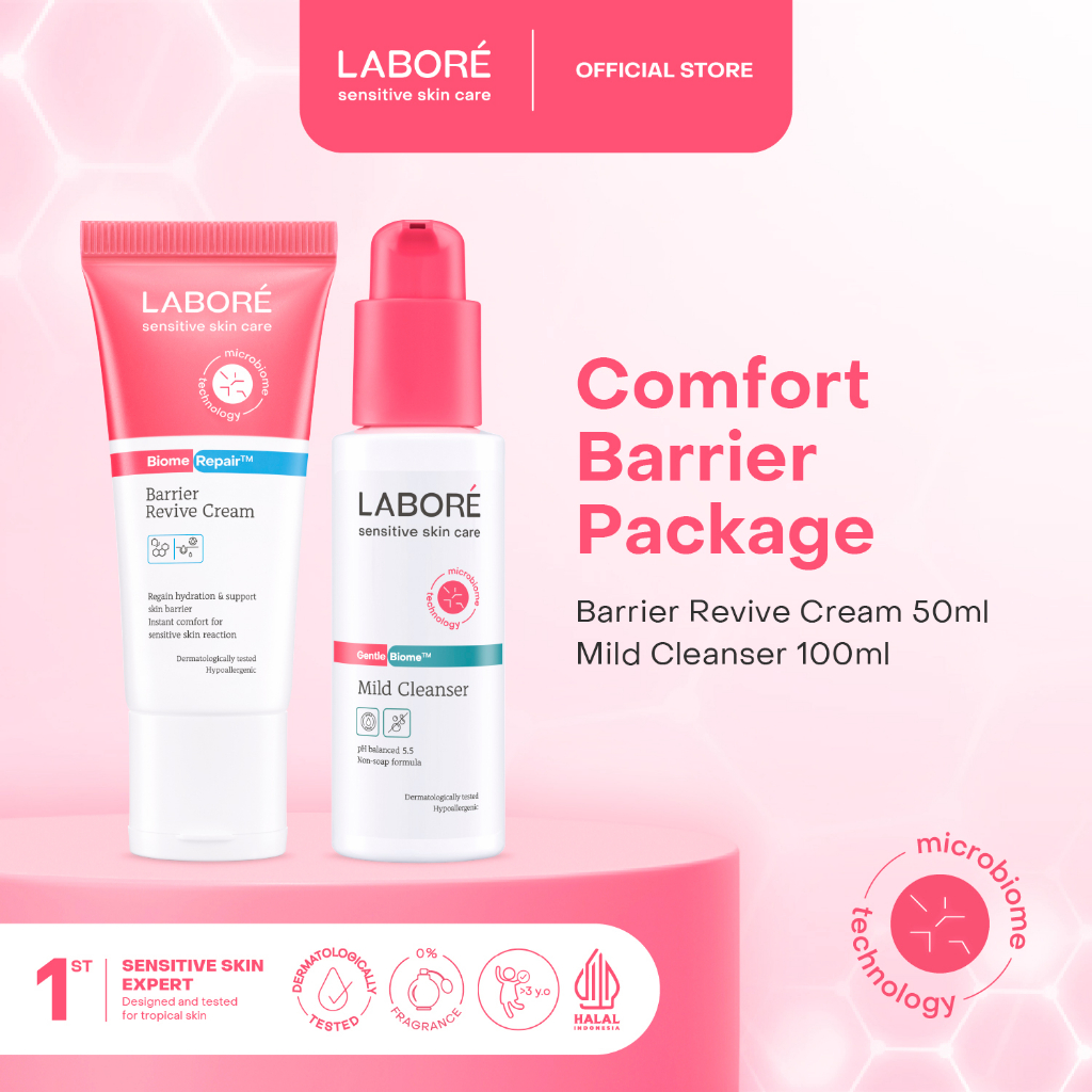 LABORE Comfort Barrier Package - Paket Lembab dan Bersih Kulit Sensitif (Face Wash, Moisturizer)