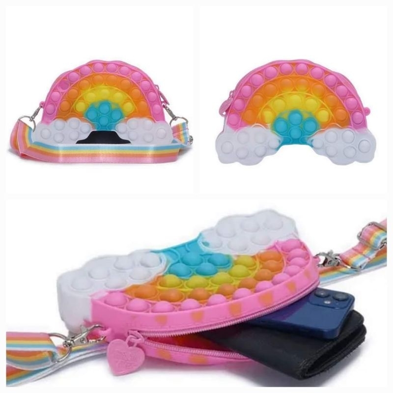 SALEEE 100% ORIGINAL SKECHERS TWINKLE TOES RAINBOW POP-IT GIRLS CROSSBODY BAG - PINK SKEBPTT8115P0PK