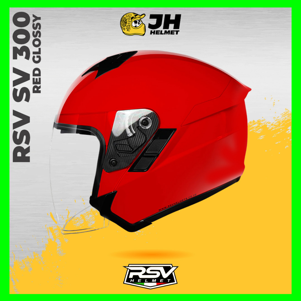 Helm RSV SV 300 Solid Red Glossy | Helm Half Face | Double Visor | JUAL HELM
