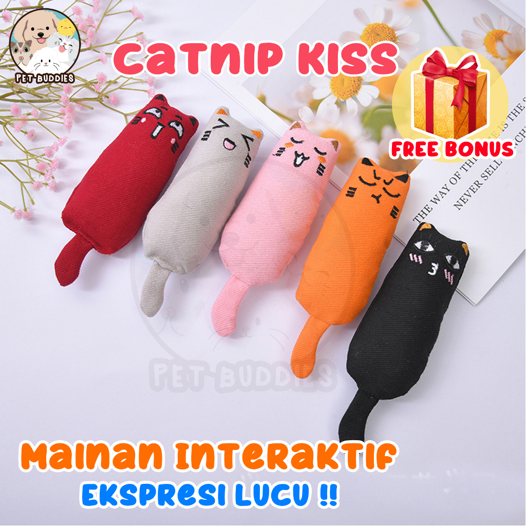 Boneka Kucing Catnip Kiss Ekspresi Lucu Mainan Kucing