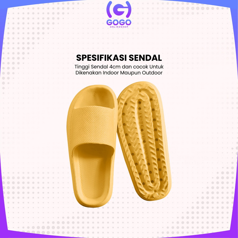 GOGO-S56 Sandal Slip-On Karet Jelly Sendal Selop Rumah/Kamar Mandi Comfy Cowok Cewek Anti Slip Elastic Empuk EVA Unisex