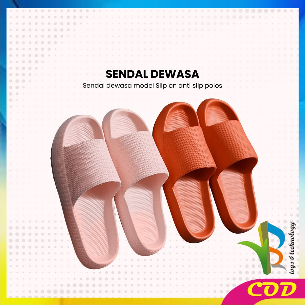 RB-S56 Sandal Slip-On Karet Jelly Sendal Selop Rumah/Kamar Mandi Comfy Cowok Cewek Anti Slip Elastic Empuk EVA Unisex