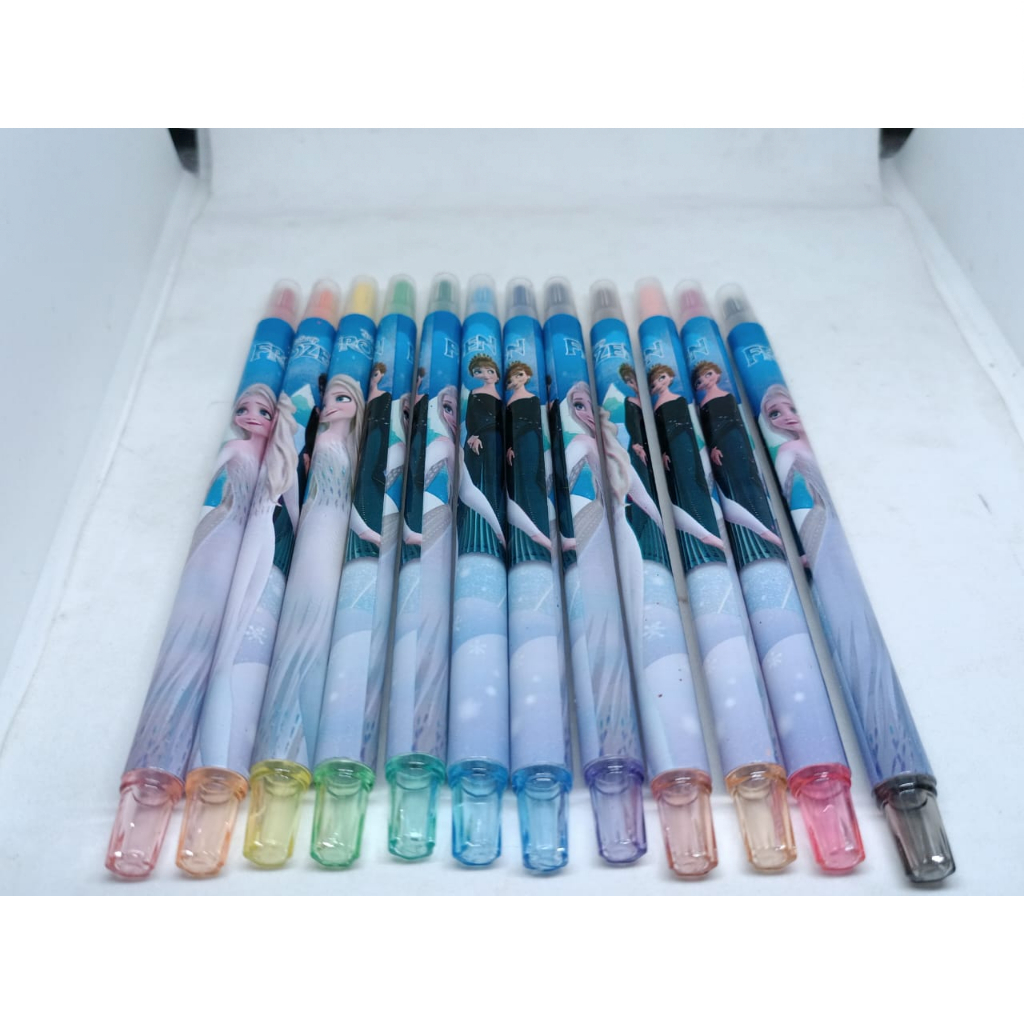 CRAYON KRAYON OIL PASTEL PENDEK 12 WARNA BERMOTIF KARAKTER KARTUN FANCY 1 PAK