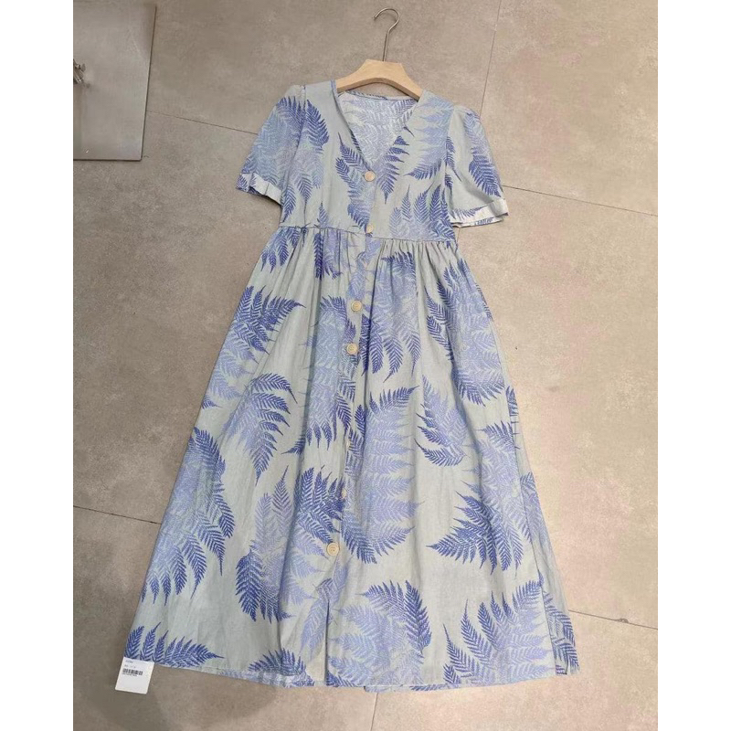 Summer dress premium / vintage dress panjang katun / dress busui wanita korea full kancing / 3419