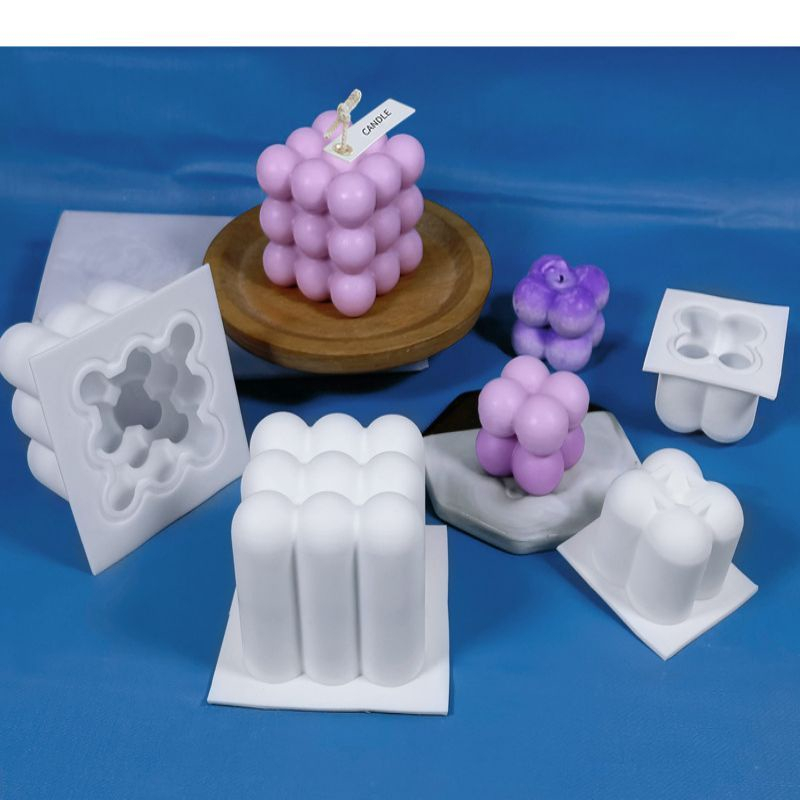 (ctshop1) Cetakan Lilin Cube Bubble Cetakan Lilin Aromaterapi Kubus Lilin Sabun Mould / 3D Silicone Candle Mold