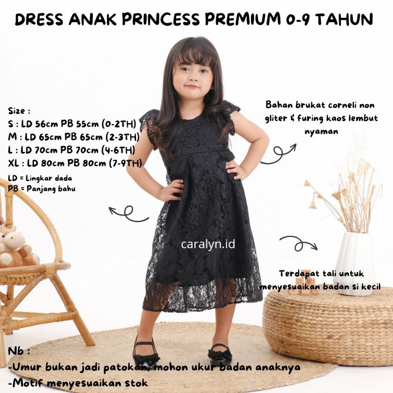 PREMIUM DRESS BRUKAT PESTA CANTIK ANAK PRINCESS 0-9 TAHUN PAUD SD