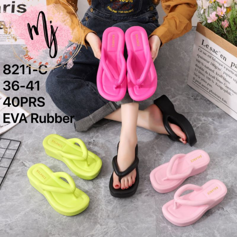 Sandal Jepit wedges Balance Premium Wanita sandal fushia